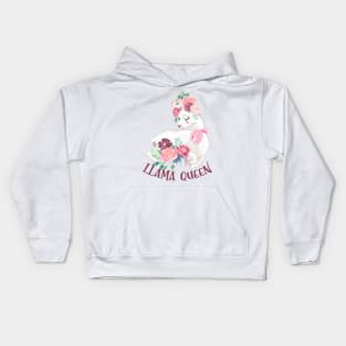 Pretty Llama Queen Design For Alpaca Lovers Kids Hoodie